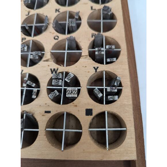 KINGSLEY hot FOIL Stamping Printer letters Typeset ROMAN lower case ,Wood Box - Picture 7 of 7